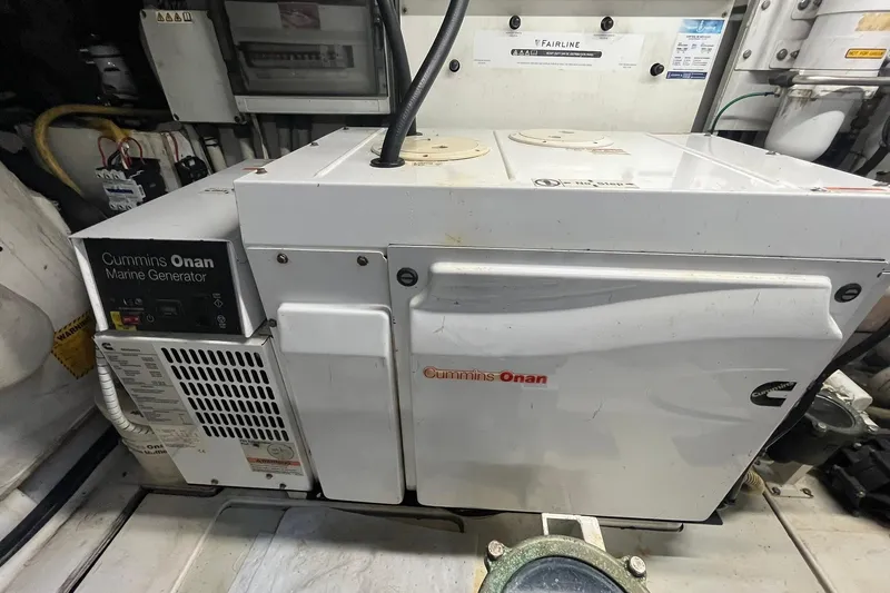  Yacht Photos Pics Cummins Onan marine generator in 2012 Fairline Targa 58 Gran Turismo yacht engine room.