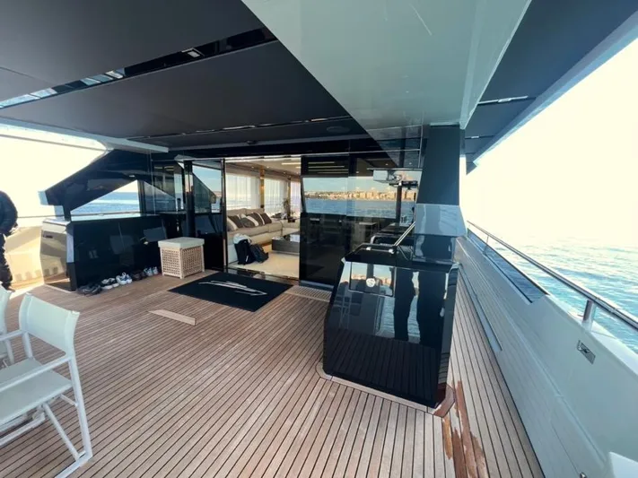 Armaar Yacht Photos Pics Luxurious 2017 Astondoa AS100 Century yacht deck with modern seating and ocean view.