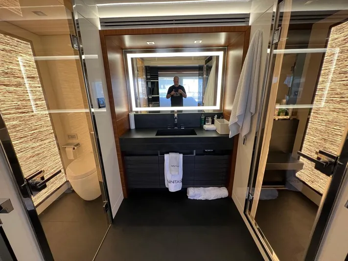 Armaar Yacht Photos Pics Luxurious bathroom on 2017 Astondoa AS100 Century yacht, featuring modern fixtures and elegant design.