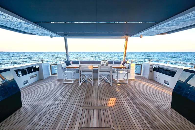 Armaar Yacht Photos Pics Luxurious 2017 Astondoa AS100 Century yacht deck with ocean view and elegant seating.