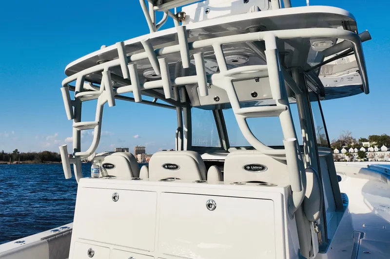  Yacht Photos Pics 2025 Onslow Bay 41 Tournament boat with sleek design and advanced features on the water.