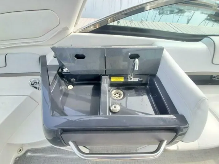 Yacht Photos Pics 2017 Formula 310SS boat sink with dual compartments and faucet.