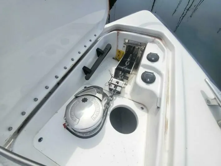  Yacht Photos Pics 2017 Formula 310SS boat anchor compartment with winch and controls.