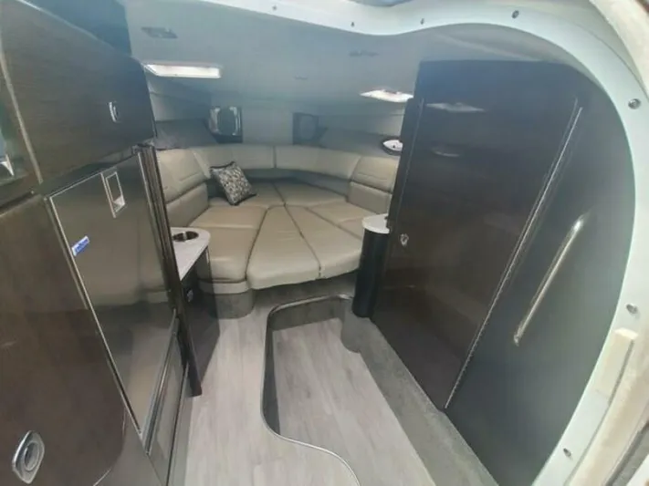  Yacht Photos Pics 2017 Formula 310SS boat interior with modern seating and sleek design.