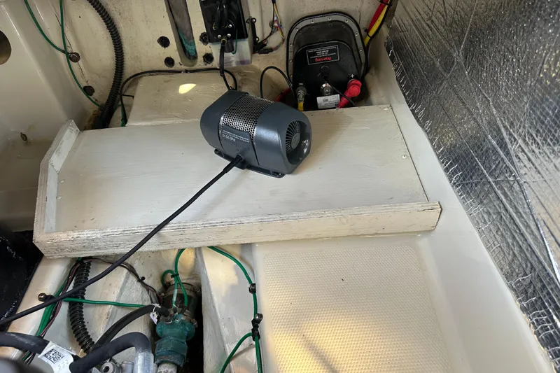 Two For The Road II Yacht Photos Pics Engine compartment of 2020 Ranger Tugs R-29 with wiring and equipment.