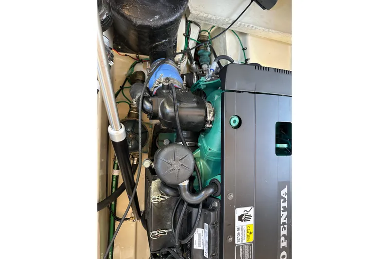 Two For The Road II Yacht Photos Pics Engine compartment of 2020 Ranger Tugs R-29 with Volvo Penta engine.
