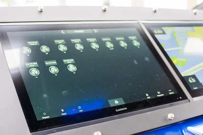  Yacht Photos Pics Manufacturer Provided Image: Garmin touchscreen display on 2024 Cigarette 59 Tirranna boat.