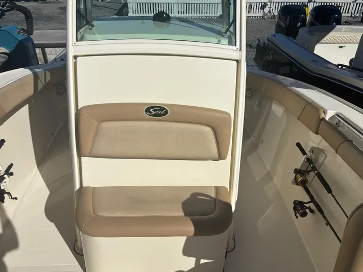  Yacht Photos Pics Interior of a 2013 Scout 282 XSF boat with seating.