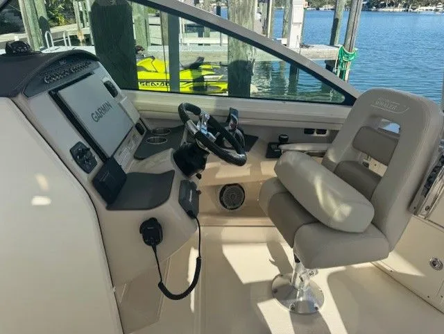  Yacht Photos Pics Interior of 2016 Boston Whaler 320 Vantage with helm console.