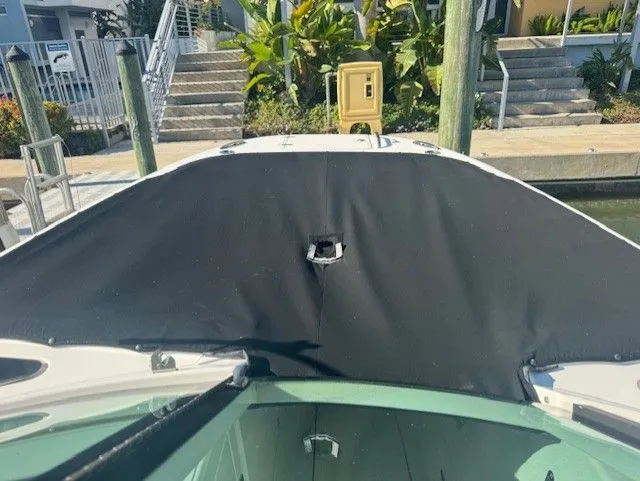  Yacht Photos Pics 2016 Boston Whaler 320 Vantage with cover at dock.