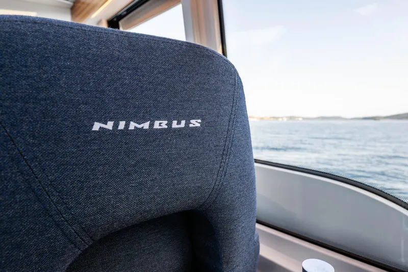 Keokuk Yacht Photos Pics Nimbus 365 Coupe 2020 interior with ocean view through window.