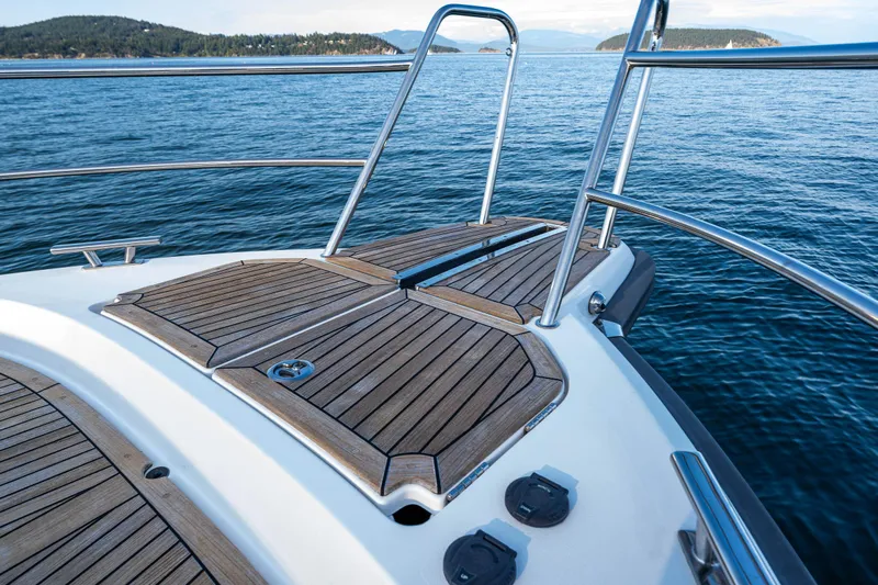 Keokuk Yacht Photos Pics Nimbus 365 Coupe 2020 boat deck with scenic ocean view.