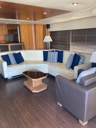 La Chaparrita Yacht Photos Pics Luxurious interior of a 2011 Sunseeker Manhattan 70 yacht with modern furnishings.