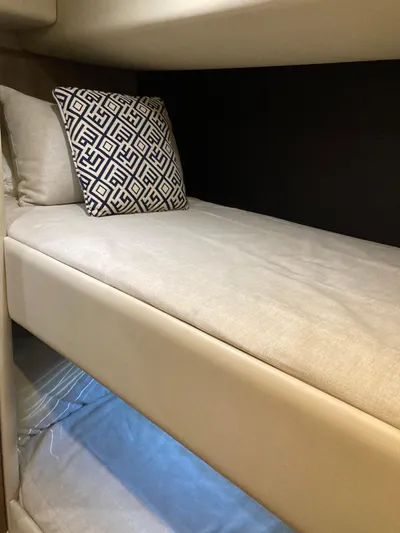 La Chaparrita Yacht Photos Pics Bunk bed in 2011 Sunseeker Manhattan 70 yacht with geometric pillow.