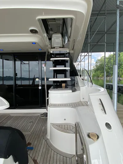 Yonder Star Yacht Photos Pics 2016 Sea Ray 510 Fly yacht interior with stairs and deck view.