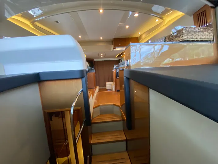 Yonder Star Yacht Photos Pics Luxurious interior of 2016 Sea Ray 510 Fly yacht with modern design and lighting.