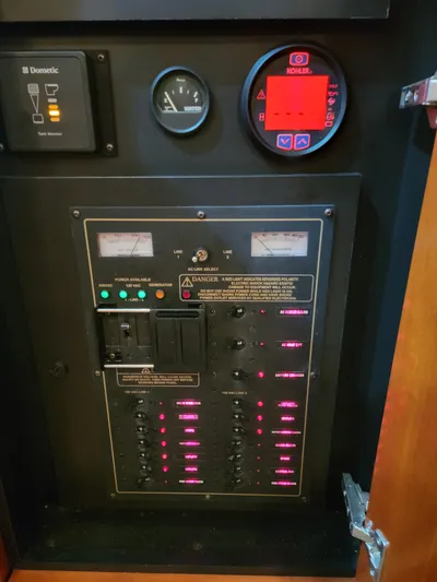  Yacht Photos Pics Electrical control panel on a 2011 Rampage 41 Express boat.