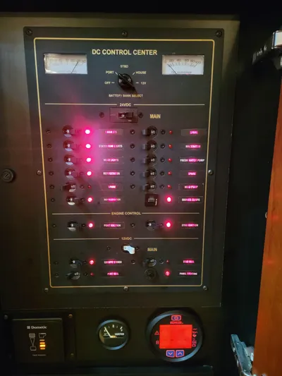  Yacht Photos Pics DC control center panel on a 2011 Rampage 41 Express boat.