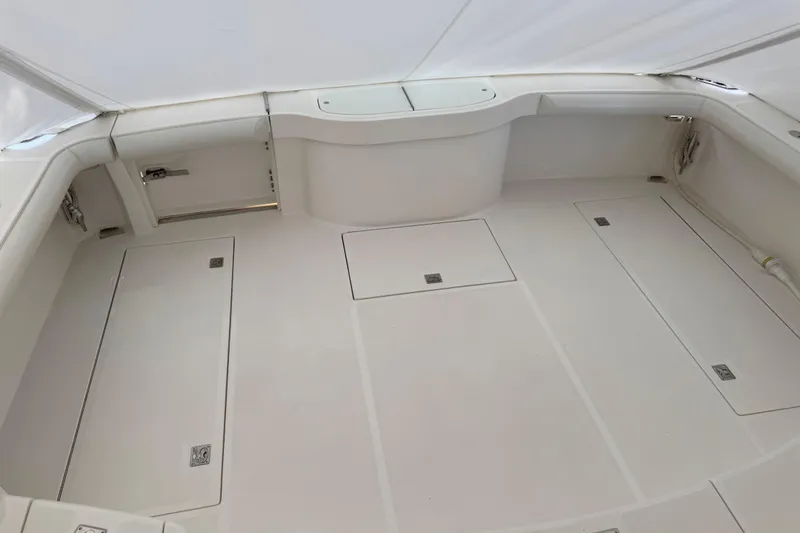 Regalo Yacht Photos Pics 2013 Cabo 44 Hardtop Express boat interior with spacious, clean deck layout.