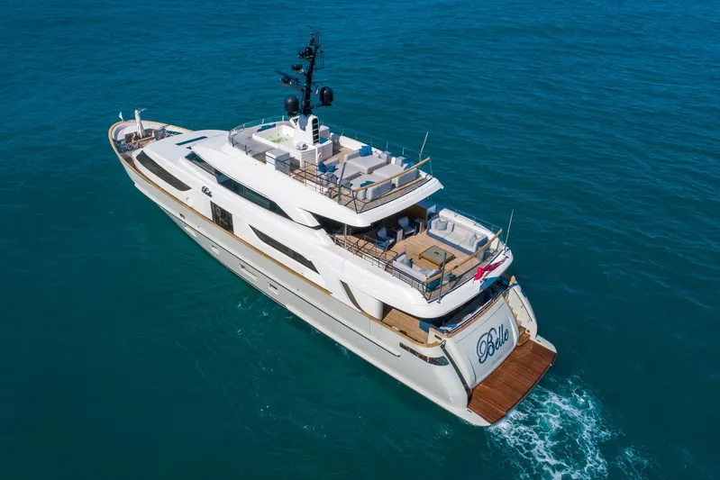 Phoenix Yacht Photos Pics Luxurious 2019 Sanlorenzo SD112 yacht cruising on open sea, featuring elegant design and spacious decks.