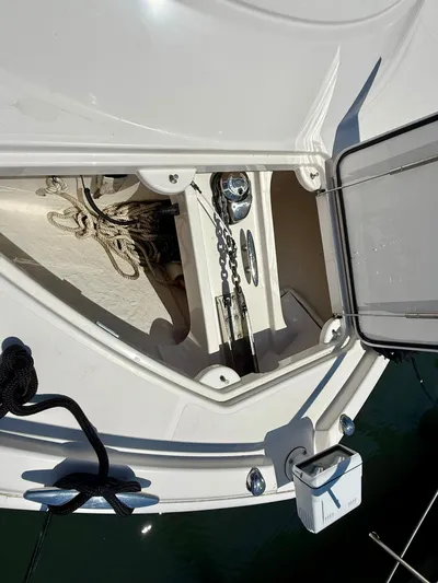  Yacht Photos Pics Anchor compartment of 2017 Tiara Yachts C44 Coupe with ropes and chain.