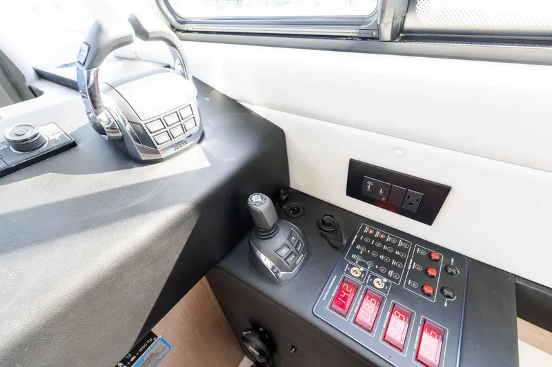 Andromeda Yacht Photos Pics Control panel of 2023 Azimut Fly 50 yacht, featuring modern navigation and control systems.