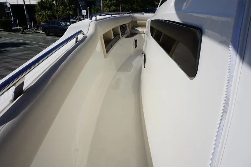 Bwce0015f324 Yacht Photos Pics 2024 Boston Whaler 350 Realm boat deck with sleek design and modern features.