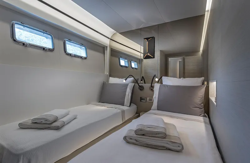 Numarine 26xp-29 Yacht Photos Pics Luxurious twin cabin interior of 2025 Numarine 26XP Hull #29 yacht.