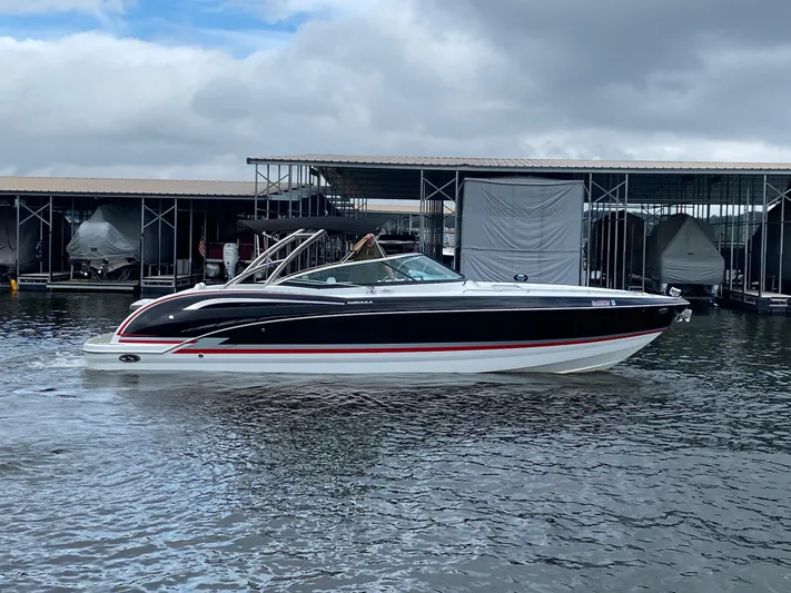  Yacht Photos Pics 2012 Formula 350 SS FX6 boat docked on a cloudy day.