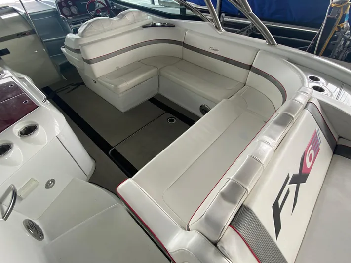  Yacht Photos Pics 2012 Formula 350 SS FX6 boat interior with white seating and modern design.
