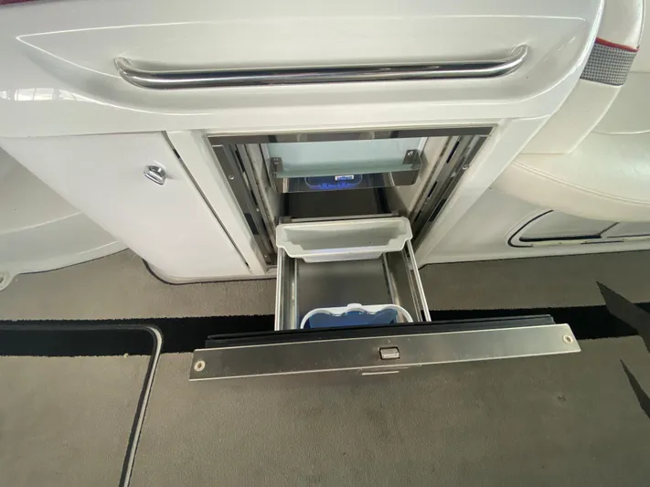  Yacht Photos Pics Open storage compartment in 2012 Formula 350 SS FX6 boat interior.