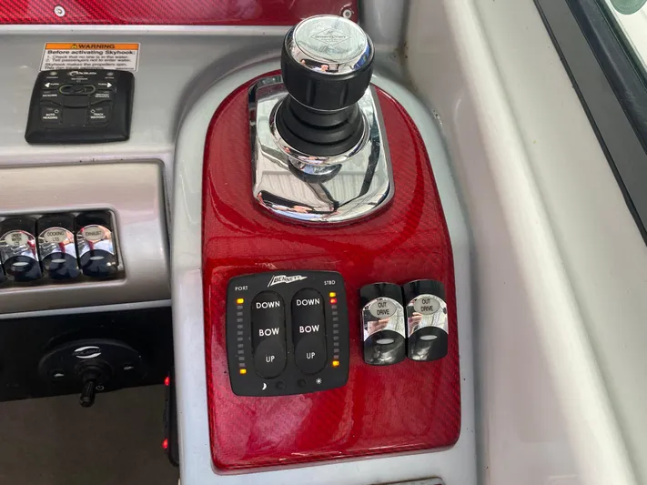  Yacht Photos Pics Control panel of 2012 Formula 350 SS FX6 boat with joystick and switches.