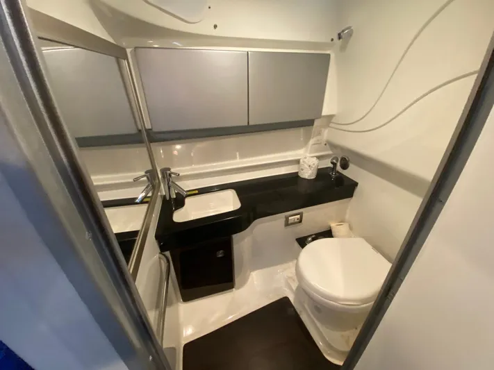  Yacht Photos Pics Modern bathroom in 2012 Formula 350 SS FX6 boat with sleek fixtures and compact design.