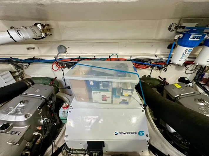  Yacht Photos Pics Engine room of 2020 Cruisers Yachts 50 Cantius with Seakeeper 6 stabilizer.