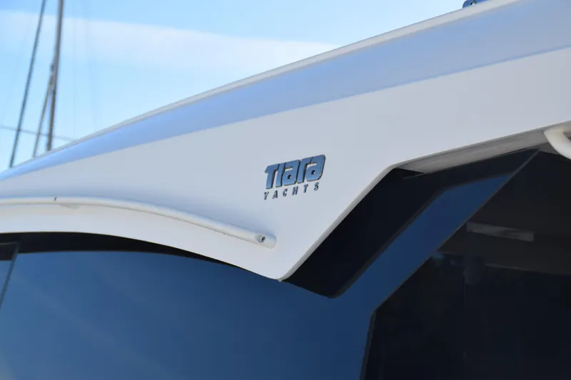  Yacht Photos Pics 2025 Tiara Yachts 43 LE, sleek design with logo detail.
