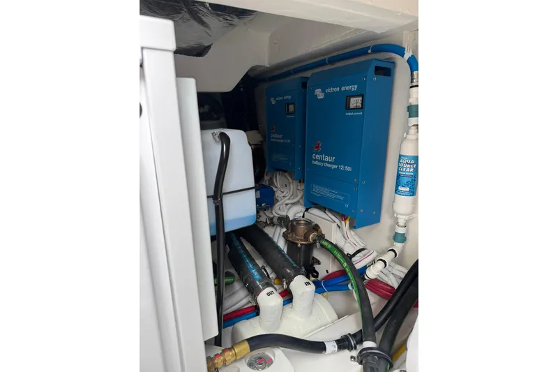  Yacht Photos Pics Engine room of 2025 Tiara Yachts 43 LE with Victron Energy equipment.