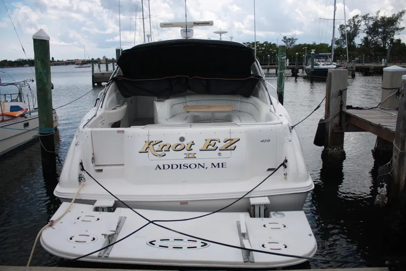 Knot Ez II Yacht Photos Pics 1998 Sea Ray 450 Sundancer yacht docked, named "Knot EZ II" from Addison, ME.