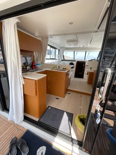  Yacht Photos Pics Interior of 2024 Beneteau Swift Trawler 41 Fly, featuring modern kitchen and spacious layout.