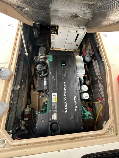  Yacht Photos Pics Engine compartment of a 2014 Cutwater C-30 Sedan with Volvo Penta D6-370 engine.
