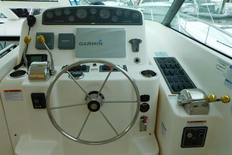  Yacht Photos Pics Helm of 2006 Tiara Yachts 3600 Sovran with Garmin navigation system.