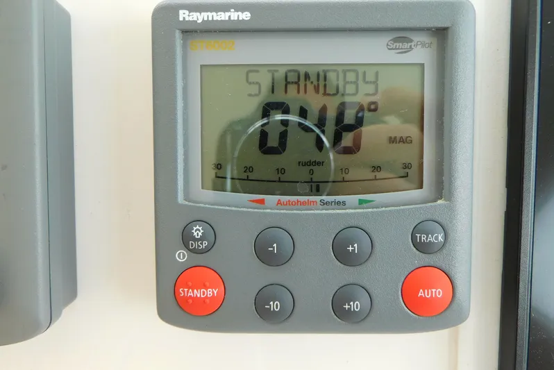  Yacht Photos Pics Raymarine autopilot display on 2006 Tiara Yachts 3600 Sovran, showing standby mode.