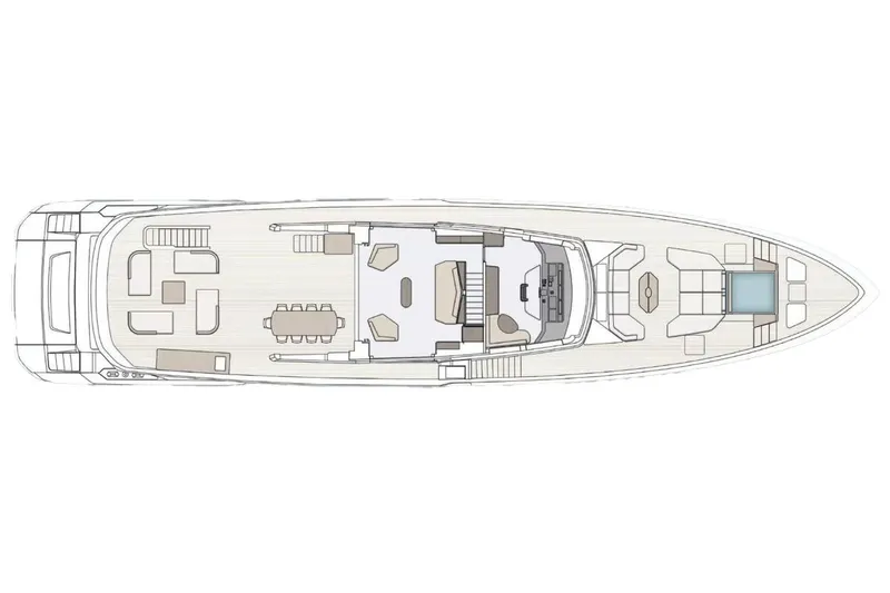  Yacht Photos Pics Manufacturer Provided Image: Deck layout of 2025 Azimut Grande 36M yacht, featuring spacious seating and dining areas.