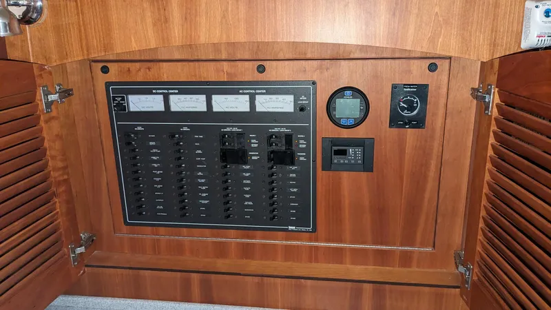 Sea Ranger Yacht Photos Pics Electrical control panel of a 2008 Sabre 34 Express boat.