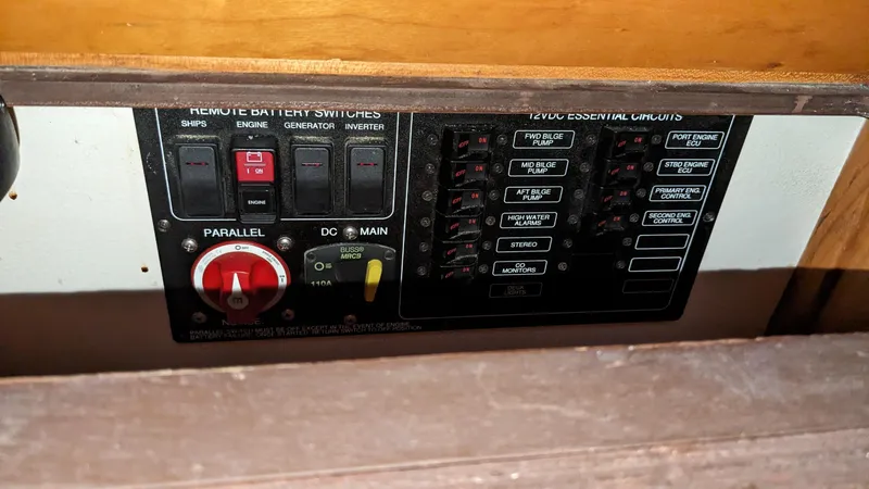 Sea Ranger Yacht Photos Pics Electrical control panel on a 2008 Sabre 34 Express boat.