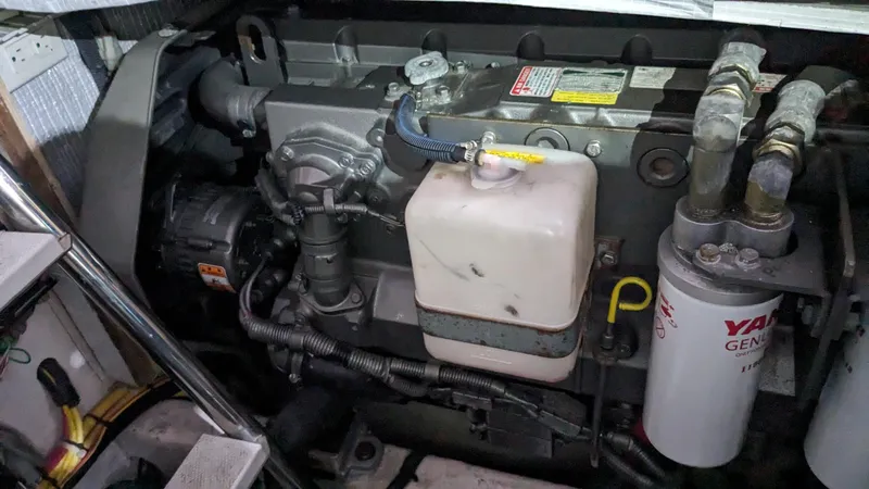 Sea Ranger Yacht Photos Pics Engine compartment of a 2008 Sabre 34 Express boat.