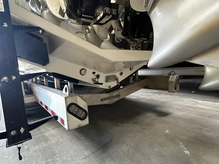  Yacht Photos Pics 2016 Nor-Tech 390 Sport boat on trailer, close-up of hull and trailer details.