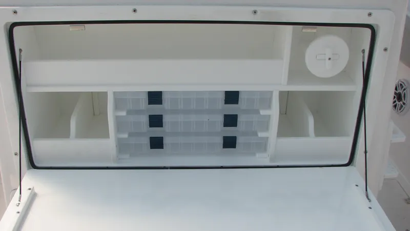  Yacht Photos Pics Storage compartment in Sea Fox 288 Commander boat, 2023 model.