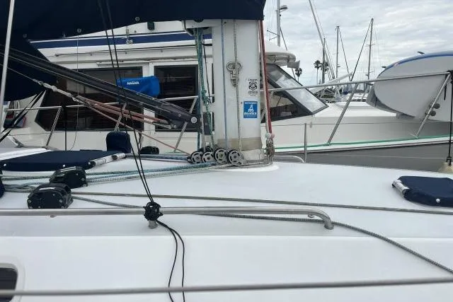 G Force Yacht Photos Pics 2004 J Boats J/133 sailboat deck with rigging and mast details.