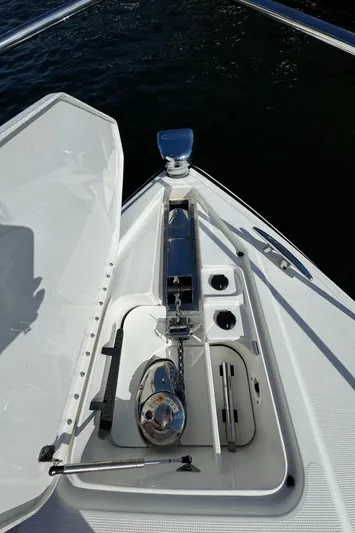  Yacht Photos Pics 2016 Formula 34 Cruiser boat anchor system on deck, open hatch, stainless steel fittings.