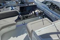 2025 Galeon 480 Fly yacht helm with modern controls and seating.